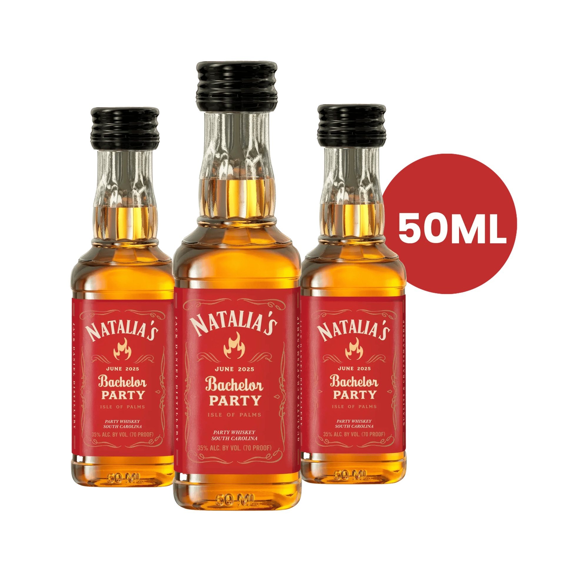 Custom Fire Cinnamon Red Whiskey Mini Bottle Labels